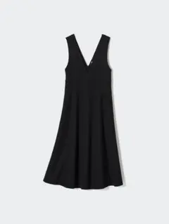 ユニクロ ブラッシュドジャージージャンパースカート 黒 S