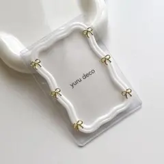 レジンデコ 硬質ケース トレカケース B8 推し活 うねうね 白 リボン