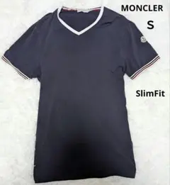 MONCLER ネイビー Vネック Tシャツ S