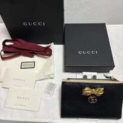 グッチ GUCCI 二つ折り財布 GGマーモント リボンブラック リカラー品のサムネイル