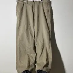 Eddie Bauer ワイド チノパン W38 カーキ ノータック 無地 古着