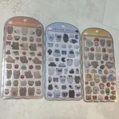 国内正規品 コットンパフィーシール オリジナル モノクロ くま 動物 3枚セット