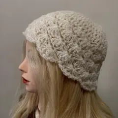 手編み　ニット帽
