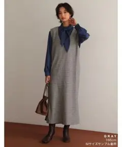 新品・Re∶EDIT・グレンチェックフェイクウールジレワンピースMサイズ