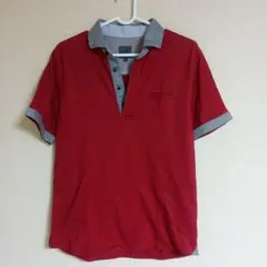 ck ボタン付きポロシャツ レッド グレー