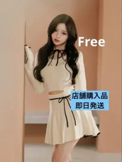 darich ダーリッチ ウエストオープンリボンデザインニットミニワンピース