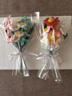 春色パステルカラー2点セットモールフラワー ミニブーケ 枯れない花 ハンドメイド