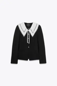 【ZARA】コントラストの効いた取り外し可能なネックブレザー