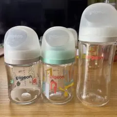 pigeon 哺乳瓶 3本セット動物柄 160ml & 240ml (ガラス)
