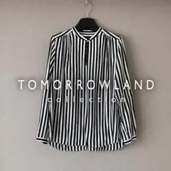 TOMORROWLAND シルク混 ストライプ柄 バンドカラー カプリ ブラウスのサムネイル