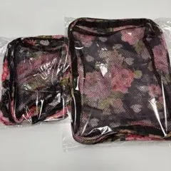 花柄メッシュトラベルポーチ　大小2個セット