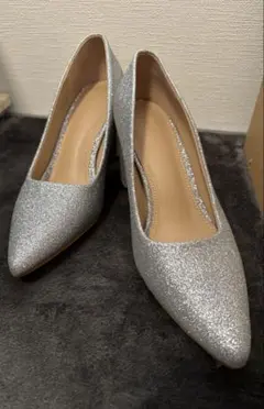 シルバーグリッター ポインテッドトゥパンプス