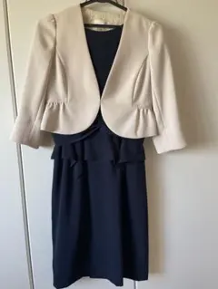 ネイビー ペプラムワンピース ジャケット付き