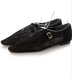 EVOLブラックメッシュフラットシューズ