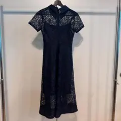 Dinoble ネイビー インナー付きレース ワンピース
