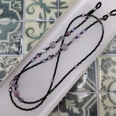 メガネチェーン★ブラックスピネル＆グラデーション「チェコビーズ・スワロフスキー」
