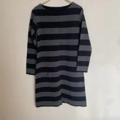 無印良品ブラックとグレーのストライプ長袖チュニックサイズ【S】