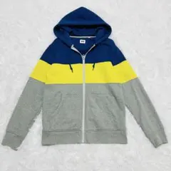 ユニクロ Y2K 00s 配色切替 フルジップパーカー M マルチカラー 紺黄灰