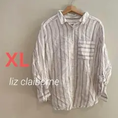liz claiborne レディース 長袖 シャツ ストライプ 海外輸入 古着