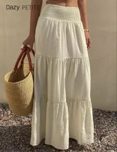 Dazy PETITE クリーム ティアードロングスカート