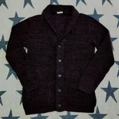 GU メンズL ダークパープル ニットカーディガン