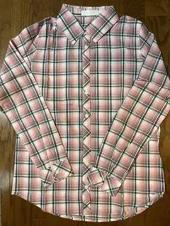 CECIIL McBEE ピンク系チェック長袖シャツ