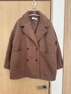 Green Parks ブークレPコート スタンドカラー モカ ブラウン