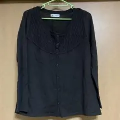 ミセス　シニア　ダークブラウン　ニットカーディガン 長袖 前ボタン付き　Mサイズ