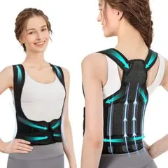 姿勢サポーター 猫背改善 ベルト 巻き肩 背中 男女兼用 ブラック セルフ整体