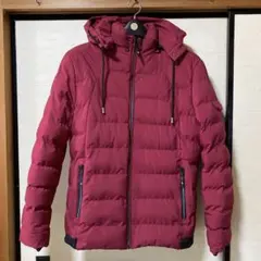 4XL バーガンディ フード付きダウンジャケット