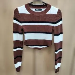SHEIN ストライプ クロップドニットセーター EU 36