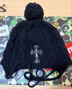 新品、未使用　クロムハーツ　ニット帽　ビーニー　黒　レディース CHROME HEARTS クロムハーツ ニット帽 ビーニー カシミヤ ブラック