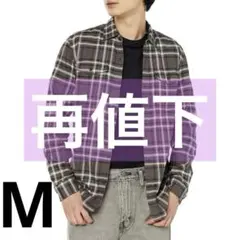 フランネルシャツ 2ポケット スリムフィット 長袖 メンズ Mサイズ