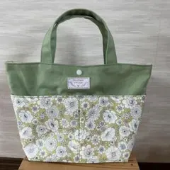 ハンドメイド 花柄トートバッグ グリーンのサムネイル