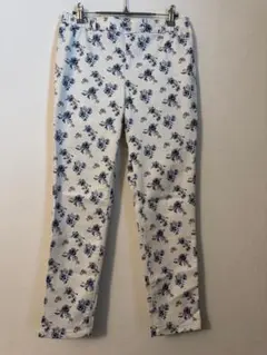 GU クロップドレギンスパンツ フラワー Ｌサイズ 花柄 オフホワイト 未使用