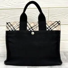 バーバリー✨ブルーレーベル　ノバチェック　ホースロゴ　キャンバス　トートバッグのサムネイル