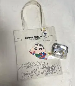 韓国ダイソー　クレヨンしんちゃん　エコバッグ　ビニールポーチ　2点セット