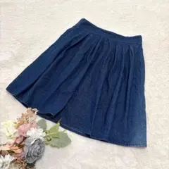 【ジーユー】GU デニムタックスカート フレア ブルー XL ●
