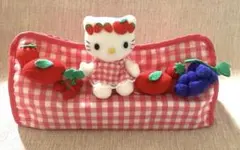 レア‼️キティ フルーツ チェックぬいぐるみ付きティッシュカバー