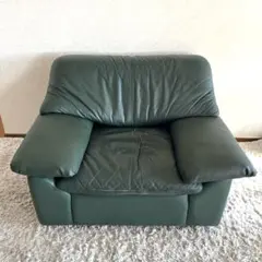 karimoku カリモク家具 応接用 ソファ 1人掛け 椅子 深緑 レザー