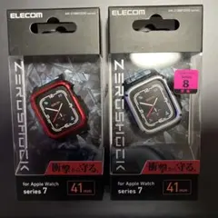 エレコム赤銀セット1個41mmアップルウォッチseries7ゼロショックケース