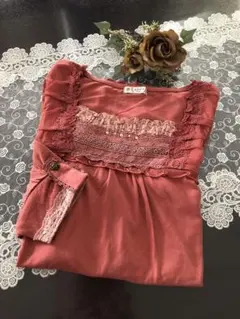 美品　アクシーズファム　胸元レースが可愛いカットソー　チュニック　プルオーバー