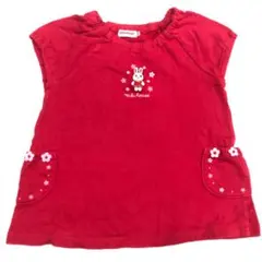 ミキハウス　チュニック　カットソー　トップス　　赤　かわいい　うさぎ　110