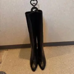 黒 ロングブーツ 中ヒール