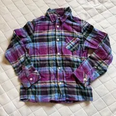 GLOBAL WORK チェックネルシャツ パープル XXL