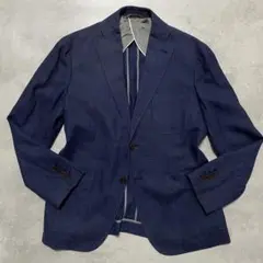 極美品✨️ユニバーサルランゲージ カノニコ ジャケット 青 ネイビー シルク 麻