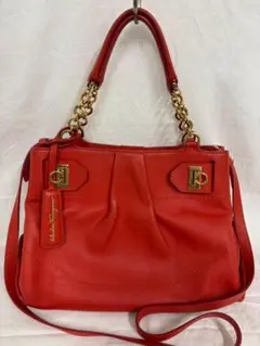 サルヴァドーレフェラガモ 2wayトートバッグ ショルダーバッグ オレンジ