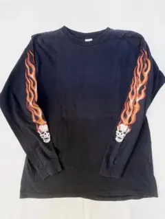 80s XL フレイムロンT ハーレーTヴィンテージUSA製70s90sTシャツ