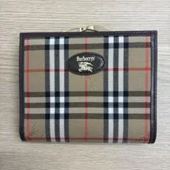 Burberry バーバリー ノバチェック 折財布 キャンバス レザー がま口