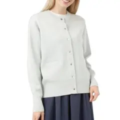 美品 組曲 KUMIKYOKU スムースラメ ニットブルゾン シルバー